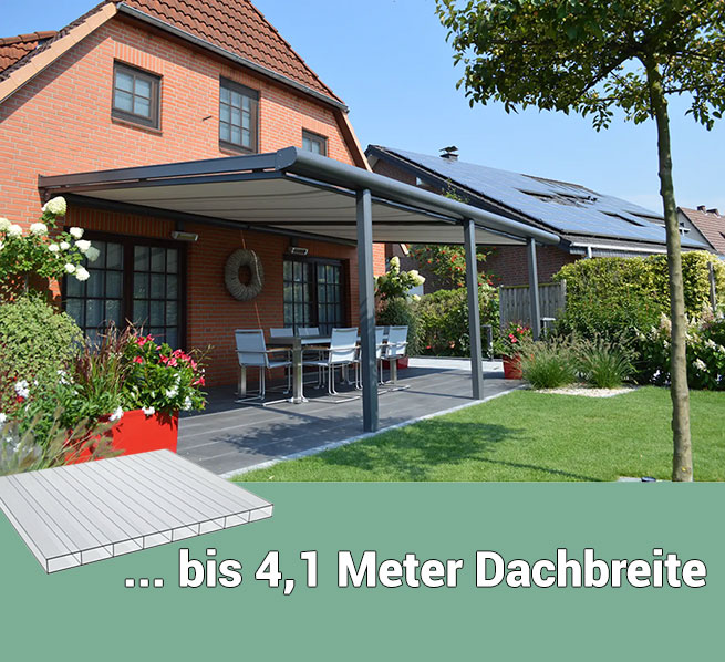 Terrassenüberdachung mit Doppelstegplatten , 16 mm, klar