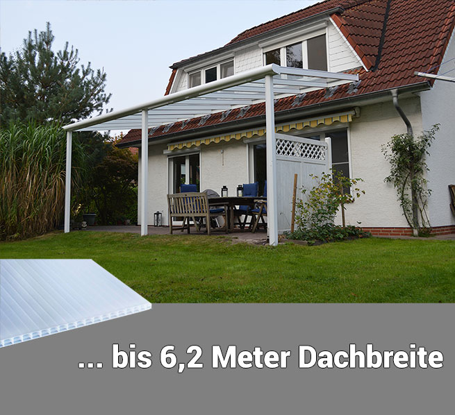 Terrassenüberdachung mit Doppelstegplatten , 16 mm, opal